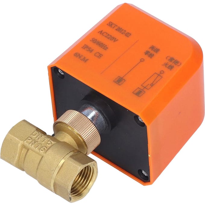 Gemotoriseerde Kogelkraan 2 Draads 2 Weg Normaal Gesloten DN15 Messing ABS Synchrone Motor AC220V