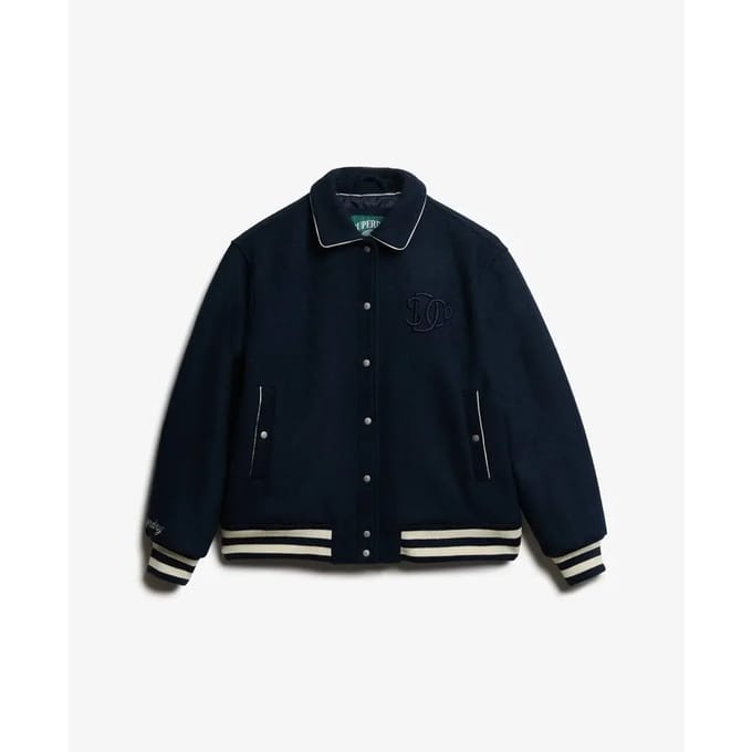 Superdry COUNTRY CLUB WOOL BOMBER Dames Jas - Blueberry Navy