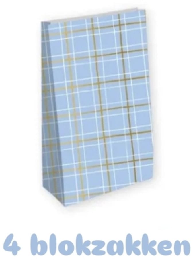 4x Blokbodem zak ruit blauw- Maat L - man - vaderdag