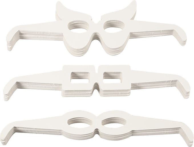 Brillen, H: 4,5-10 cm, L: 32 cm, wit, 160 stuk/ 1 doos