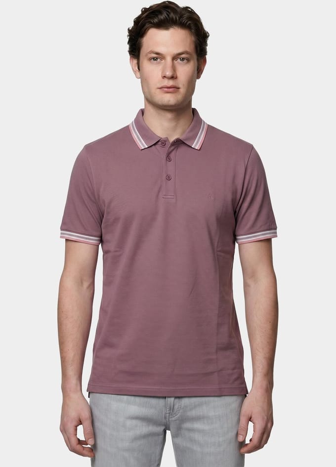Bos Bright Blue Scotland blue polo heren brick polo plain contrast col spe25108br06sb/765 grape