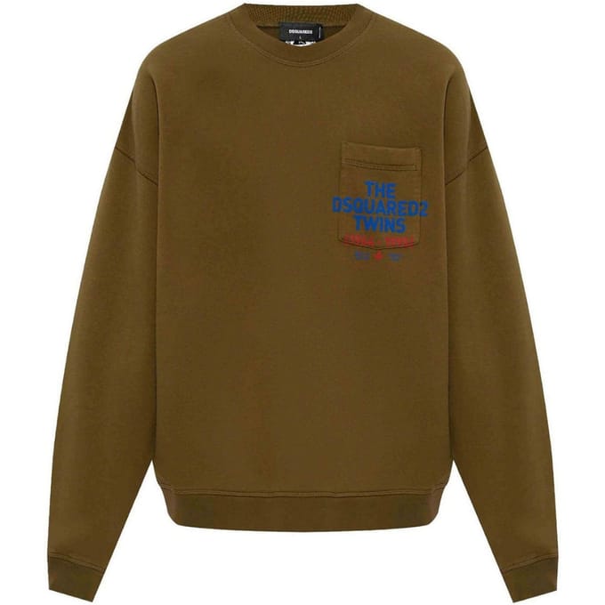 Dsquared2 Pocket Logo Militairgroene Sweatshirt