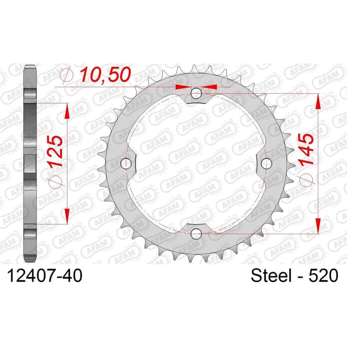 Stalen tandwiel Afam 520 40 dents