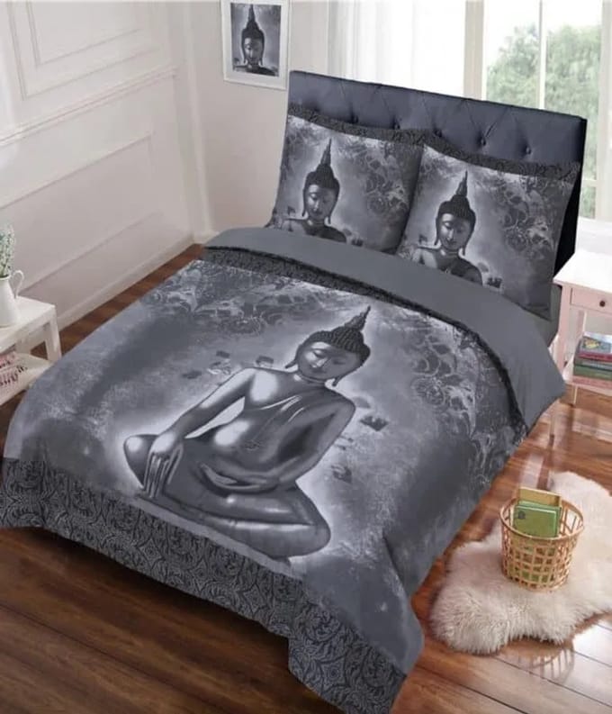 Dekbedovertrek Buddha Grijs 2-Persoons - 200x200/220 cm