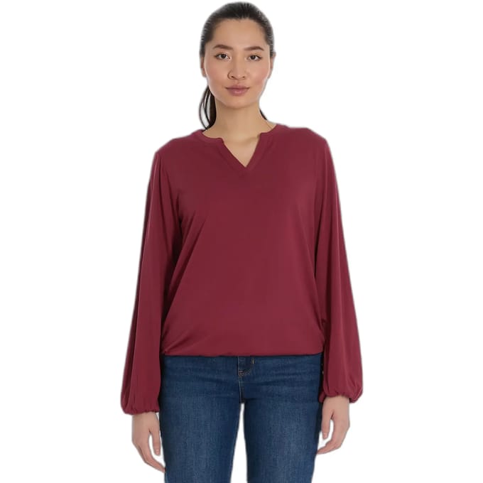 Ragwear - Blouse Santica bordeaux LM dames v-hals - maat M