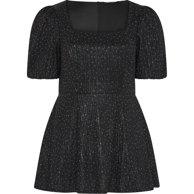 Yours London Zwarte Peplumtop Met Metallic Studs Size 48