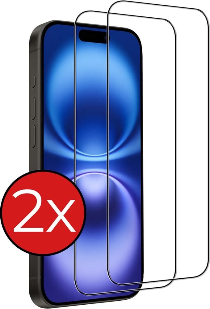 Screenprotector - 2 Stuks - Geschikt voor Apple iPhone 16 Plus - Full Cover - Beschermglas - Gehard Glas - Tempered Glass - Screen Protector