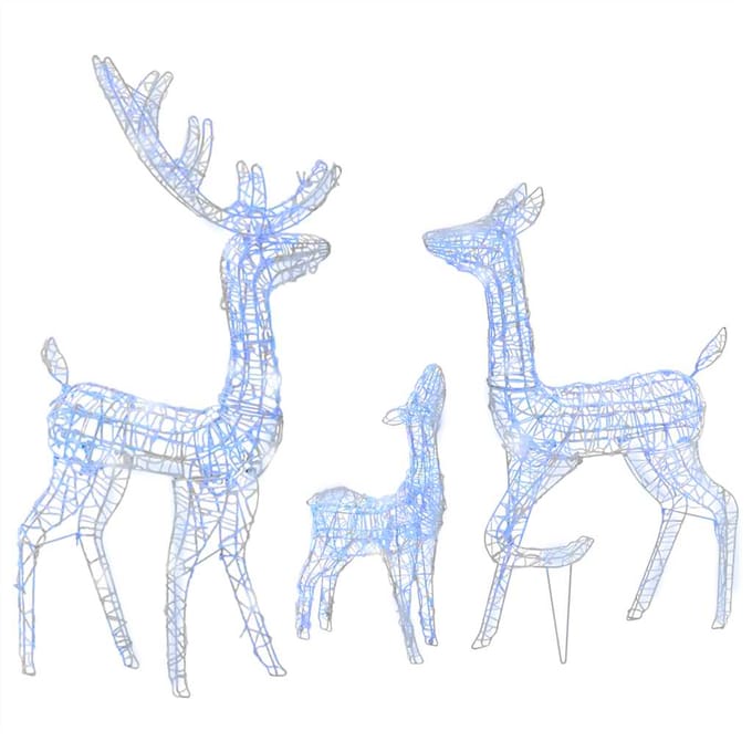vidaXL - Kerstversiering - rendierfamilie - 300 - LED's - blauw - acryl