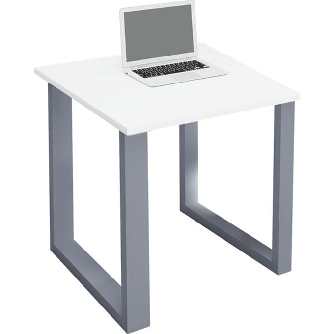 Houten bureau Computerbureau Werkbureau Kantoormeubilair Lona U Aluminium Zilver