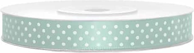 Partydeco - Satijn lint mint dots 12mm/rol 25m