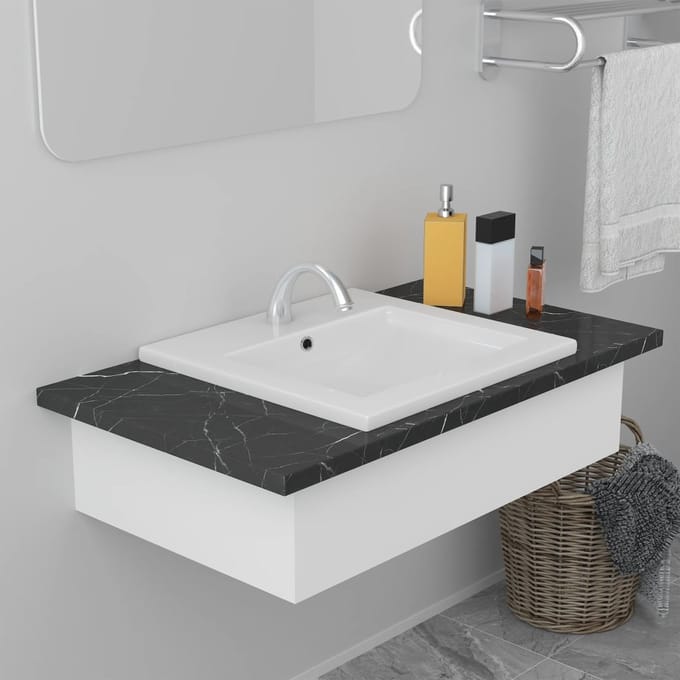 vidaXL - Inbouwwastafel - 42x39x18 - cm - keramiek - wit