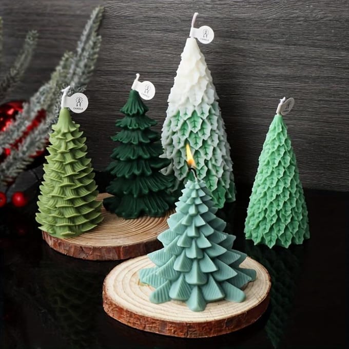 Kerst Siliconen Vorm DIY Dennengeur Kaars Vorm Grensoverschrijdende Kerstserie Huisdecoratie white