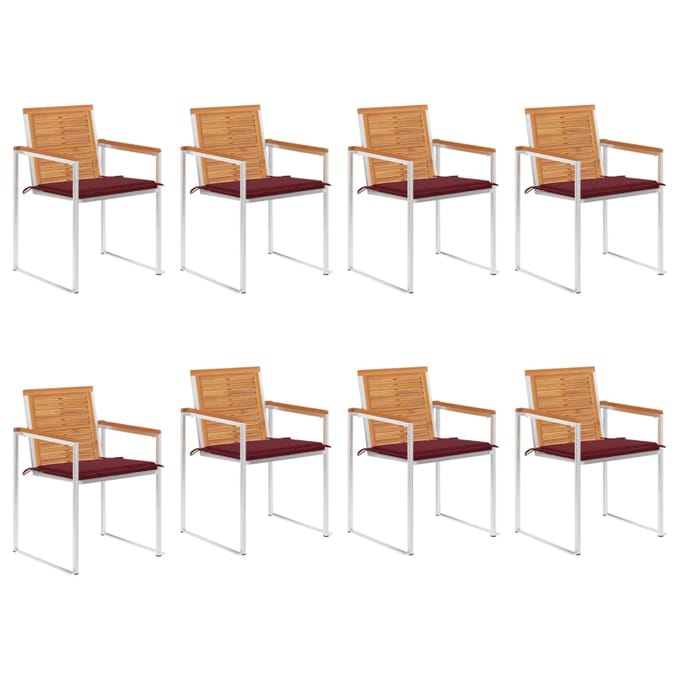 vidaXL - Tuinstoelen - 8 - st - met - kussens - massief - acaciahout