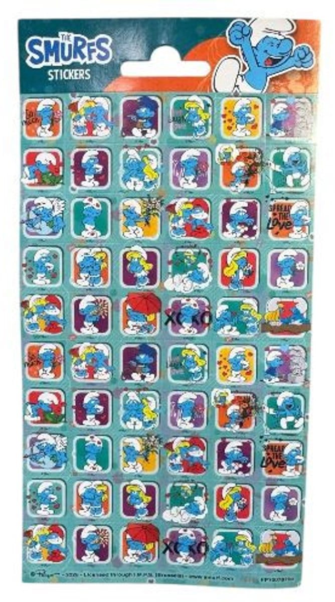 stickervel mini 60 mini stickers op velletje - de smurfen