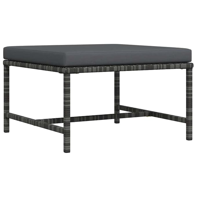 vidaXL - Voetensteun - sectioneel - met - kussen - poly - rattan - grijs