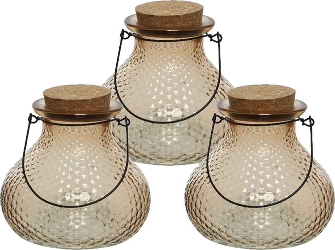 Decoris wespenvanger/wespenval - set 3x - glas - lichtbruin - D14 x H13 cm