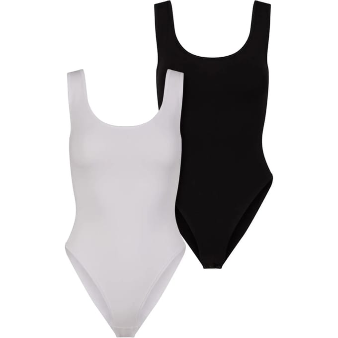 Urban Classics - Organic Tank Body 2Pack Bodysuit - L - Wit/Zwart