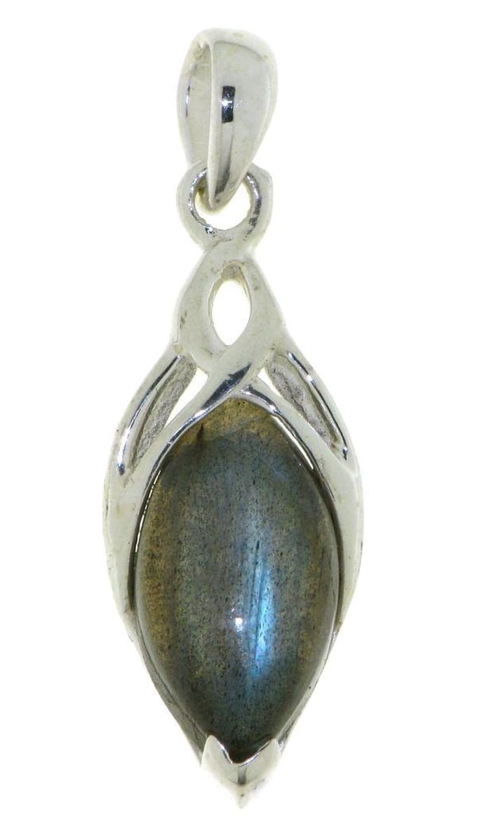 SilverGems Zilveren hanger met marquise cabouchon geslepen Labradoriet edelsteen