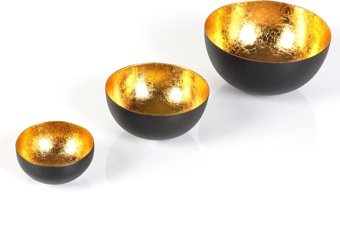 Set van 3 waxinelichthouders Meo Gold