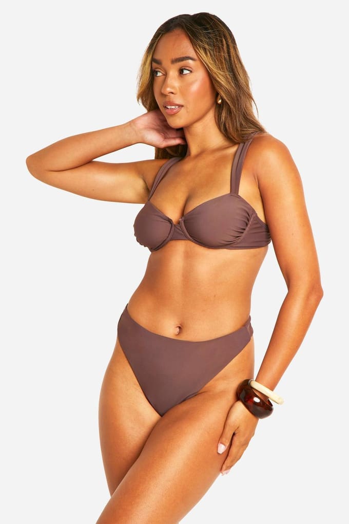 boohoo Dames Mix & Match High Waist Bikini Slip | Beige | Maat: 34