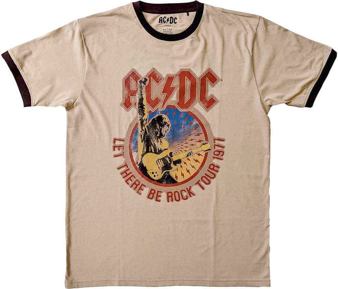 AC/DC - Let There Be Rock Tour '77 Heren T-shirt - XL - Creme