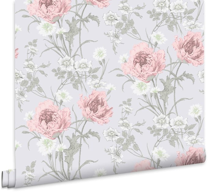 Laura Ashley Aurelie Behang - Bloemen - 10mx52cm - Grijs