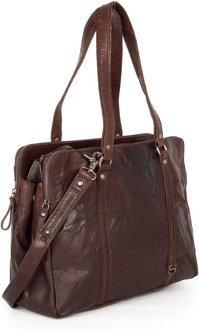 Leren Laptoptas / Schoudertas - 15 inch - Kansas - Donkerbruin