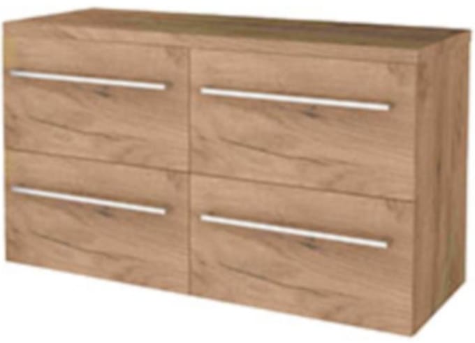 Basic-Line Start 46 Badkamermeubelset - 120 x 46 cm - Met Grepen - 4 Lades - Wastafelblad - Whisky Oak
