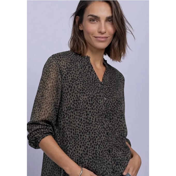 Chiffonblouse met lange mouwen en ruches