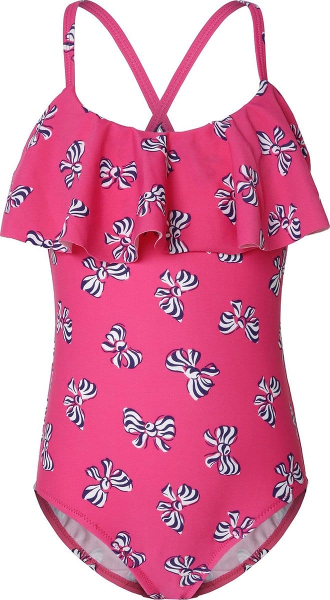 Badpak met volant voorkant - Fuchsia roze 152-158