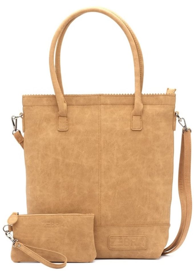 Zebra Kartel met rits Shopper - Camel