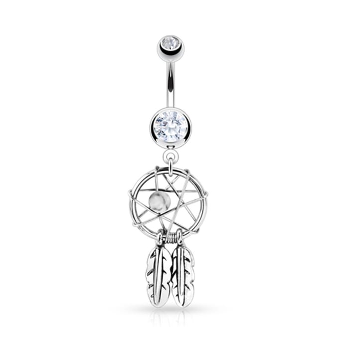 Navelpiercing dreamcatcher - zilver wit - LMPiercings