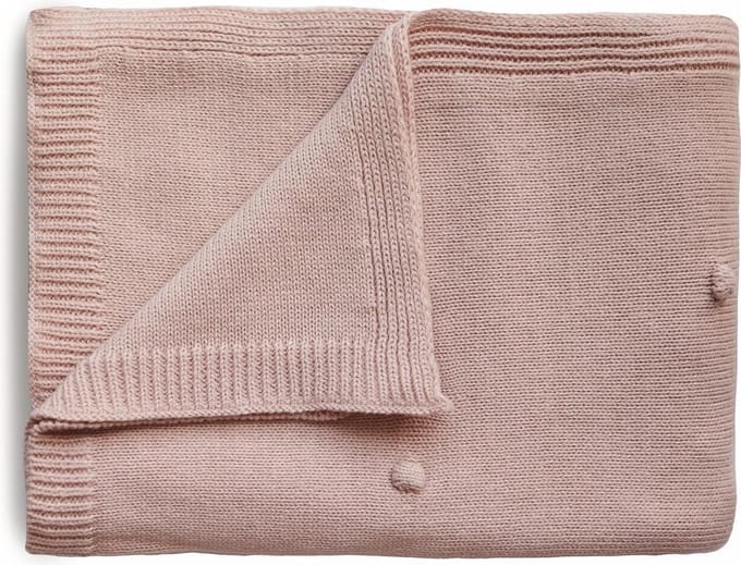 Mushie Deken Knitted Textured Dots Baby Blanket - Blush