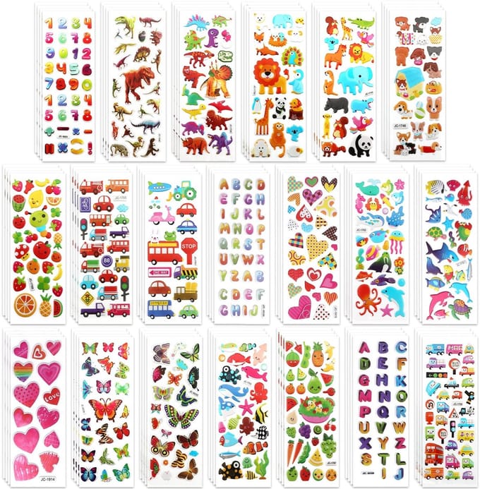 Dailygoods- Stickers 80 Stuks - 3D Kinderstickers - Zelfklevende