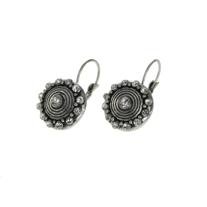 Behave - Ronde oorsteker met steentjes - Zilverkleur - Boho chic
