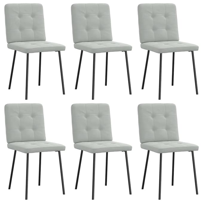 vidaXL - Eetkamerstoelen - 6 - st - fluweel - lichtgrijs