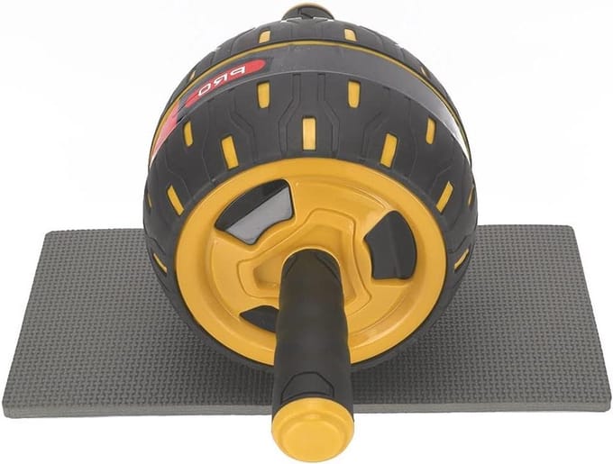 Buikspierwiel - Fitnessroller Kernspier - Kracht Training - Extra Brede Basis - 45 inch - Geel