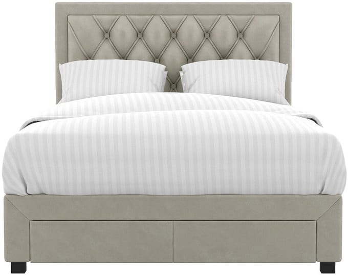 Vente-unique Bedframe fluweel beige 140 x 190 cm LEOPOLD