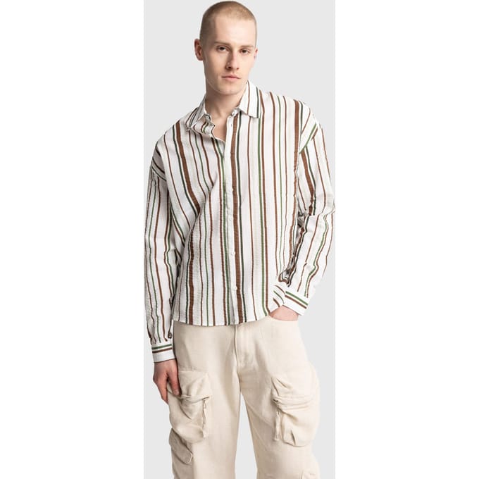 Ontspannen Pasvorm Gestreepte Katoenen Shirt