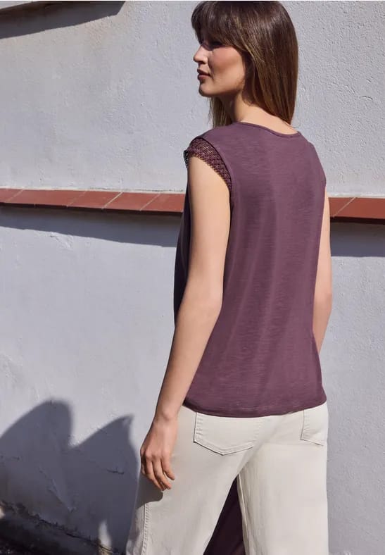 Shirt met ronde hals en gehaakte mouwen