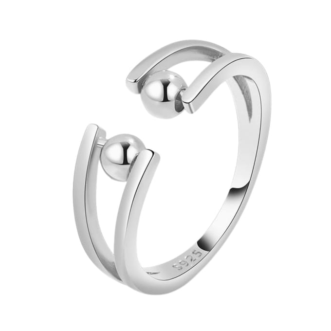 Anxiety Ring - (Bolletjes) - Stress Ring - Fidget Ring - Anxiety Ring For Finger - Draaibare Ring Dames - Spinning Ring - Spinner Ring - One-size - Zilver 925