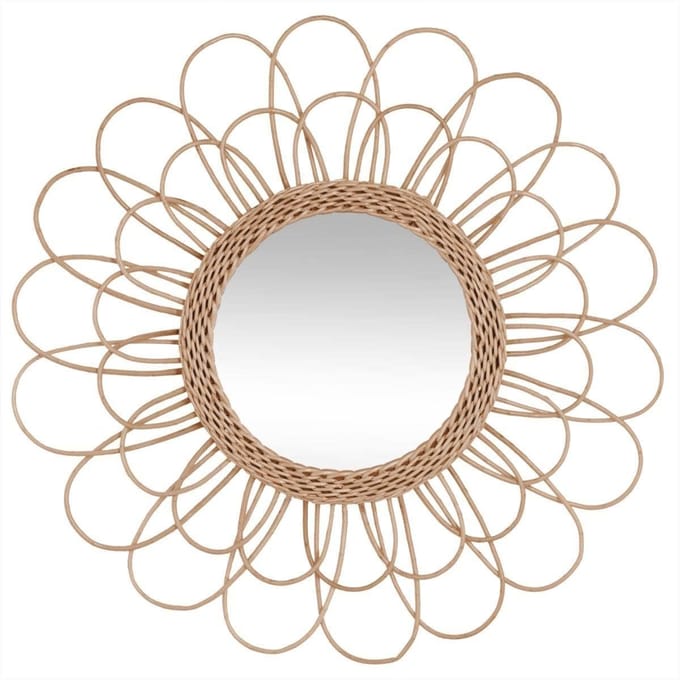 Rotan Spiegel Bloem D56 cm – Sfeervolle Wanddecoratie voor Binnen