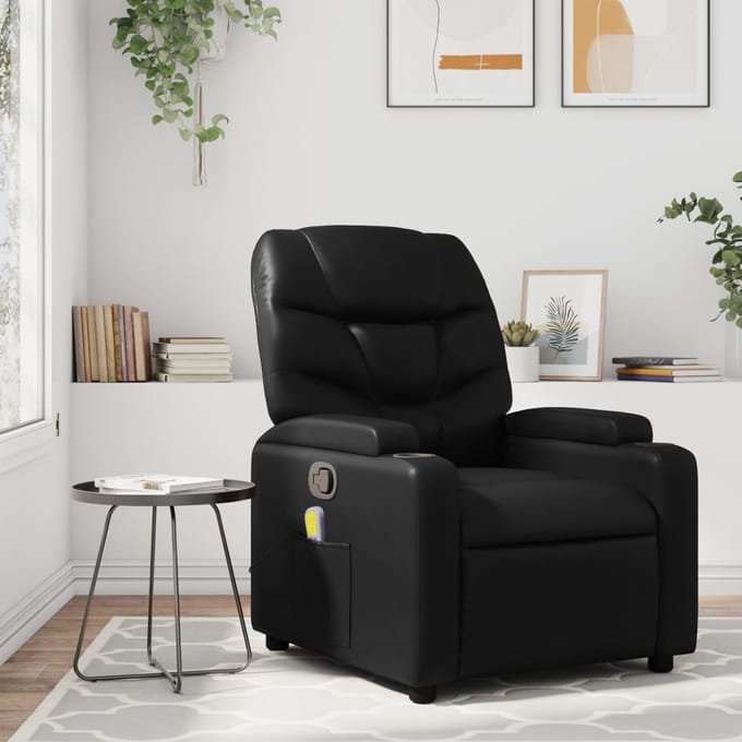vidaXL - Massagestoel - van - zwart - kunstleer