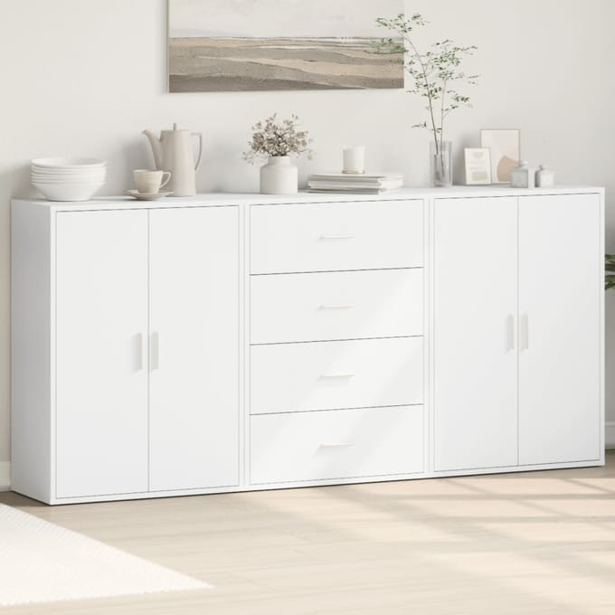 vidaXL - Dressoirs - 3 - st - 60x31x84 - cm - bewerkt - hout - wit