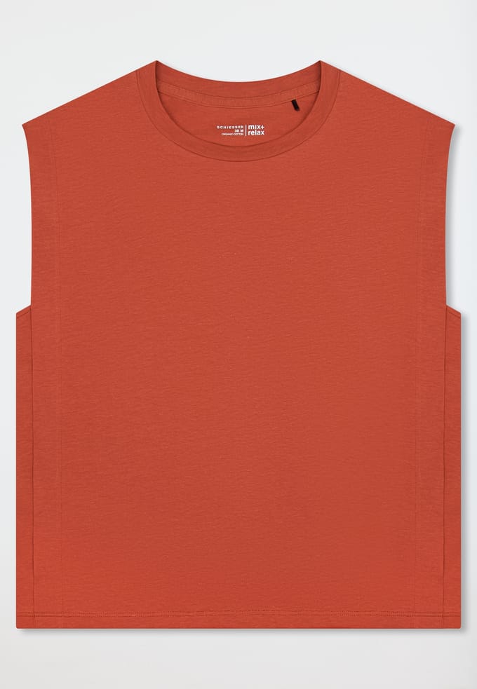 Shirt met korte mouwen van linnen, kleur mokka - Mix+ Relax 46