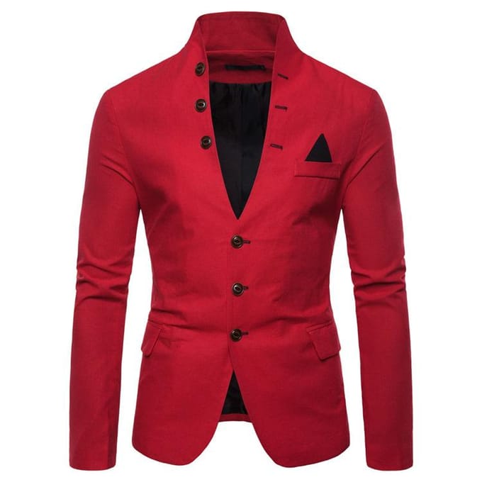 Pak Multi-knop Decoratief Casual Staande Kraag Pak Mode Blazer Heren M black