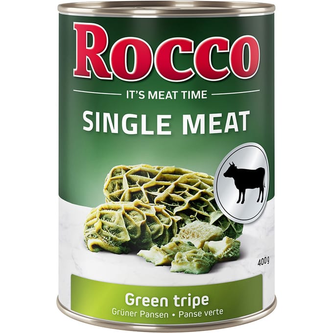Dubbelpakket Rocco Single Meat 12 x 400 g Hondenvoer - Pure Groene Pens