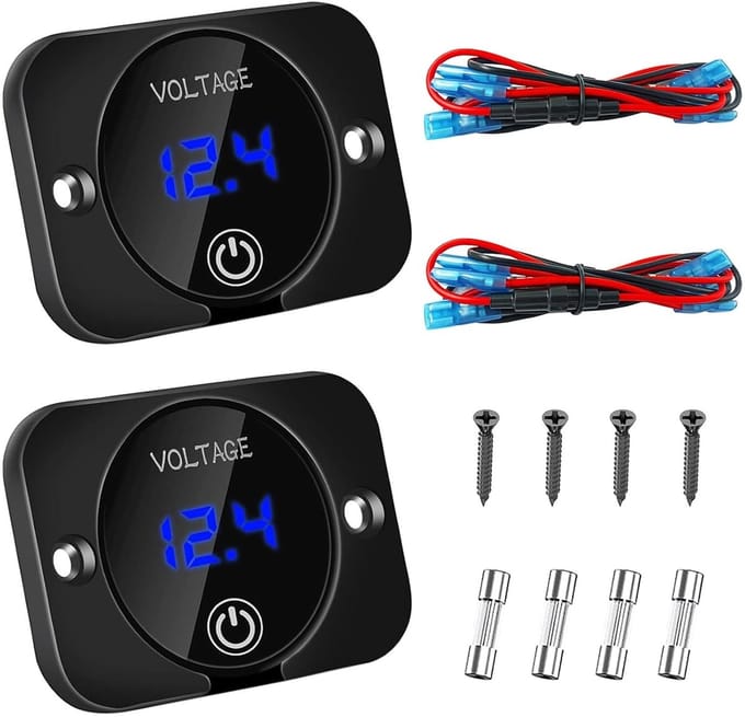 Digitale Voltmeter - Accu Indicatormeter 12V met Waterproof Scherm - Set van 2