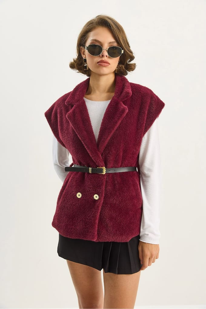 Pluche Gebreide Vest