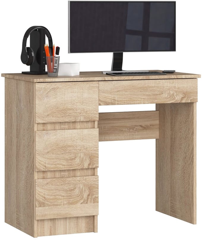 Bureau Links A-7 / Computerbureau / Computer Tafel / Bureautafel Links / Sonoma Eik / 90 x 77 x 50 cm